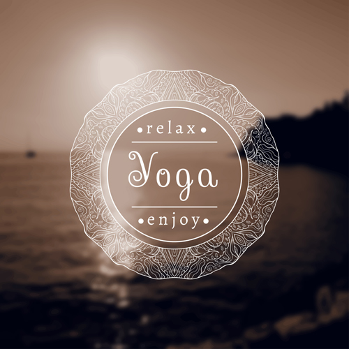 Blurred yoga creative background vectors set 04