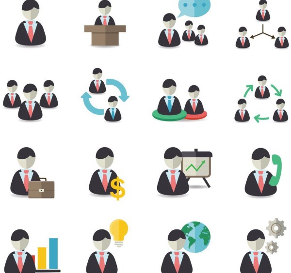 office icons figures business 