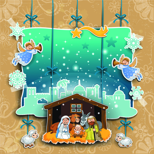 Christmas cute greeting cards design vector 04