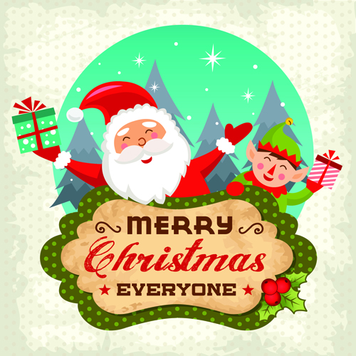 Christmas cute greeting cards design vector 08
