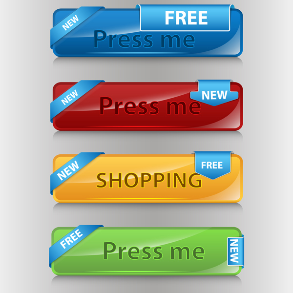 Color Web Buttons vector 03
