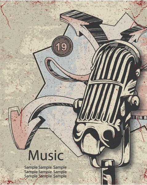 Creative vintage music background vector set 01