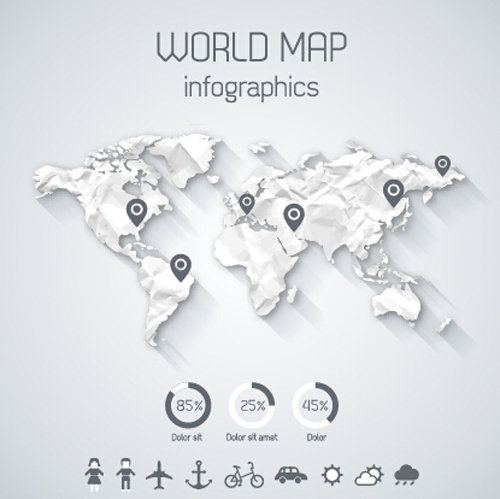 Creative world map and infographics vector graphics 03