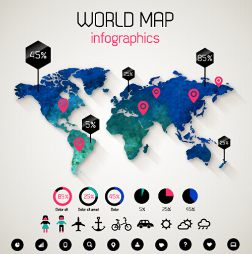 Creative world map and infographics vector graphics 04