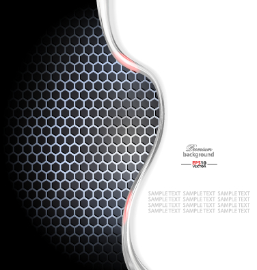Dark style metal wave background vector set 01