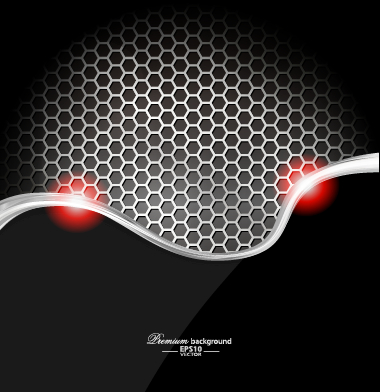 Dark style metal wave background vector set 02