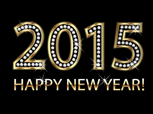 Diamond with gold 2015 new year background