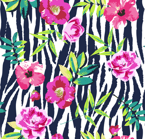 Seamless Flower Patterns vector 01