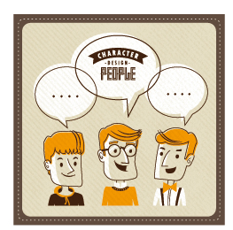 Funny people speech bubbles vector design 04