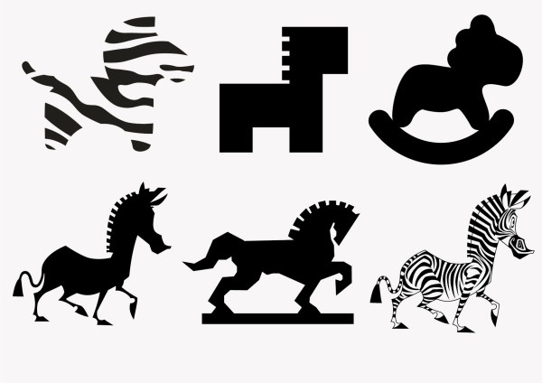 Funny zebra with horse silhouette vector