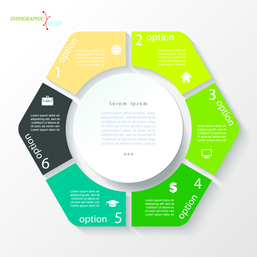 Geometric shapes business infographics vector material 03