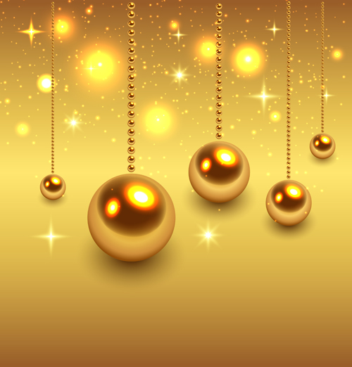 Golden christmas baubles shiny background