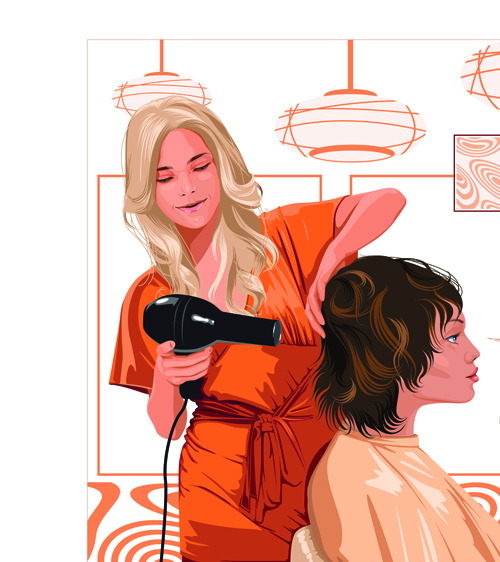 Hairdresser and  beauty salon theme vector background 05