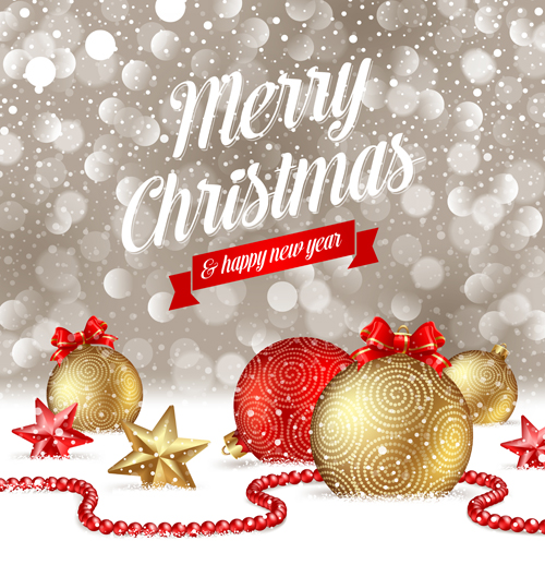 Halation christmas baubles vector background