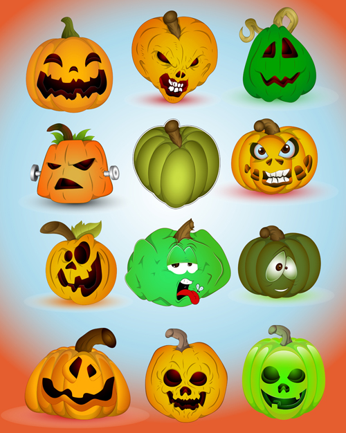 Halloween Jack O Lantern Vector set 02