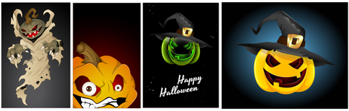 Halloween Jack O Lantern Vector set 04
