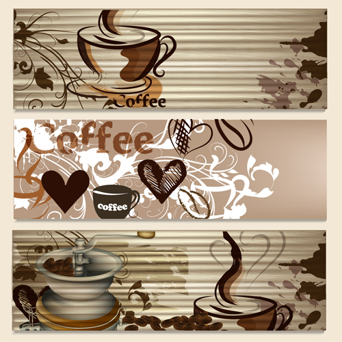 hand drawn elements coffee banner 