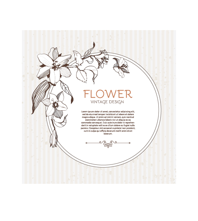 Hand drawn flower vintage frame vector 02