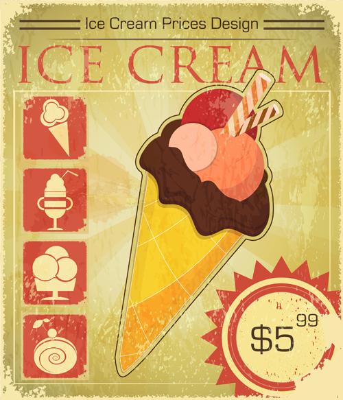 Retro font poster design poster ice cream 