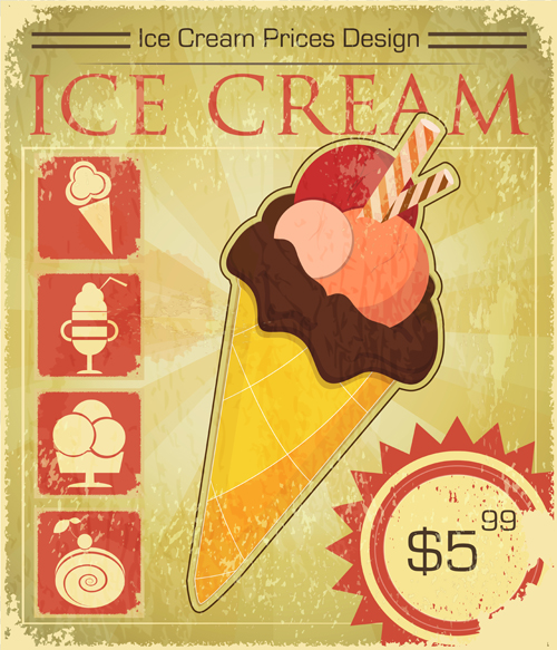 Ice cream retro poster design