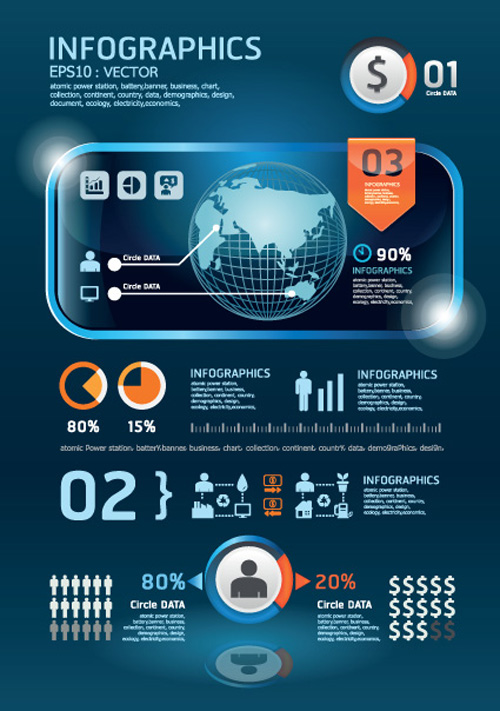 Set of Year Infographic and diagram vector material 07