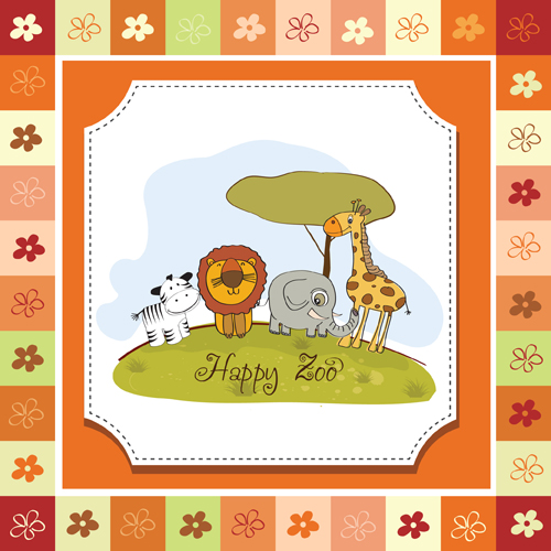 Cute Kid card design vector 04