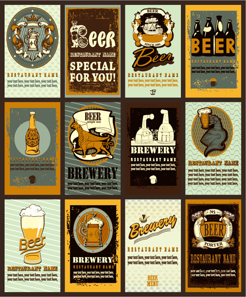 Retro font lables beer 