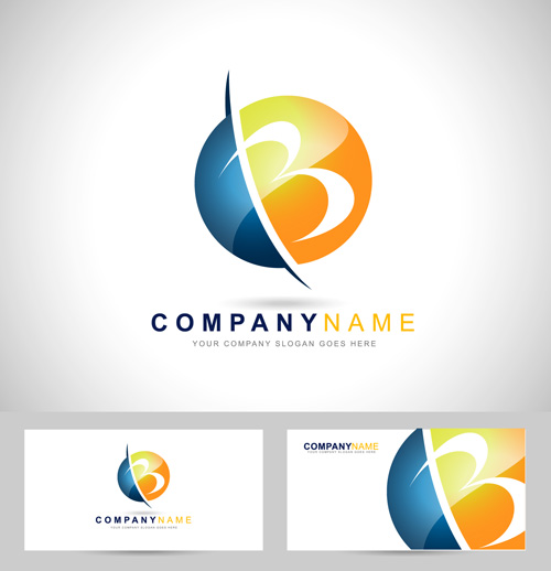 Original design logos with business cards vector 03