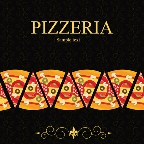 Pizza Menu elements vector 04