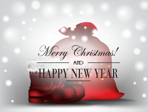 Red Christmas shoes and gift bag vector