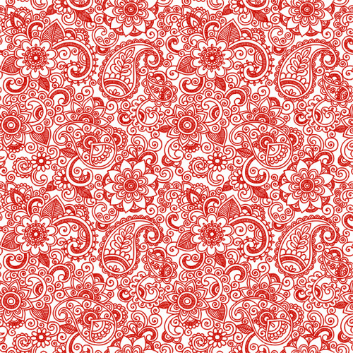 Red floral ornament seamless pattern