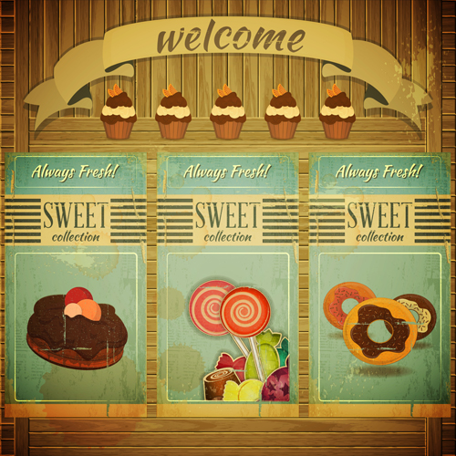 Retro sweet poster vector graphics