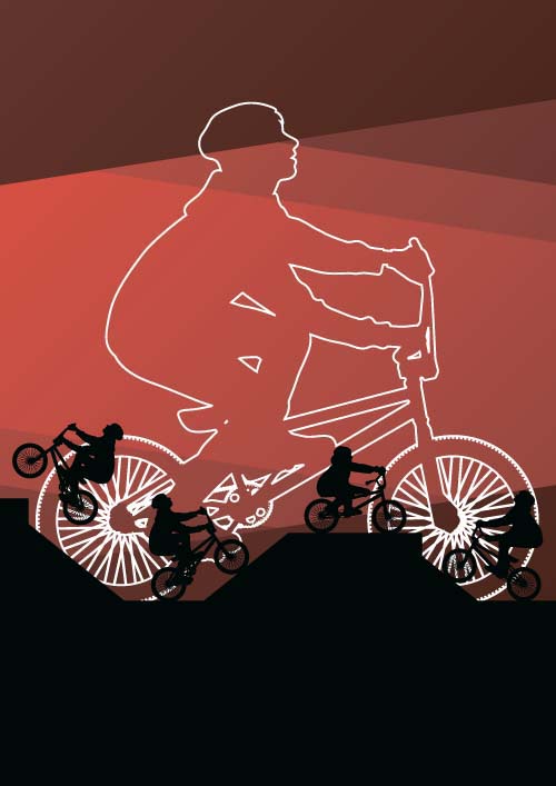 Set of extreme bikers vector silhouettes 04 Set of extreme bikers vector silhouettes 04