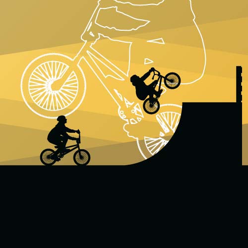 silhouettes bikers 