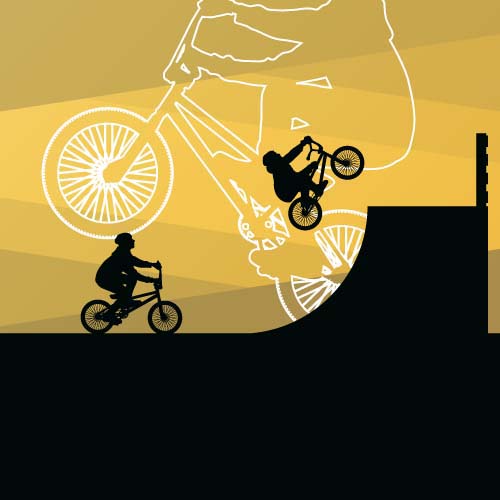 Set of extreme bikers vector silhouettes 05 Set of extreme bikers vector silhouettes 05
