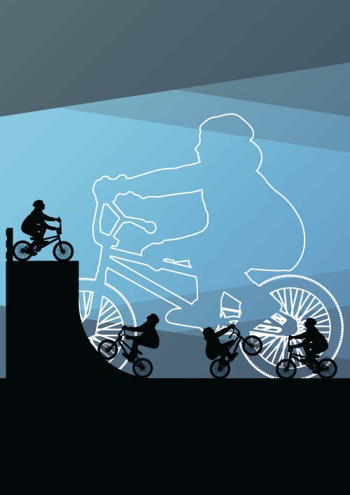 Set of extreme bikers vector silhouettes 09 Set of extreme bikers vector silhouettes 09