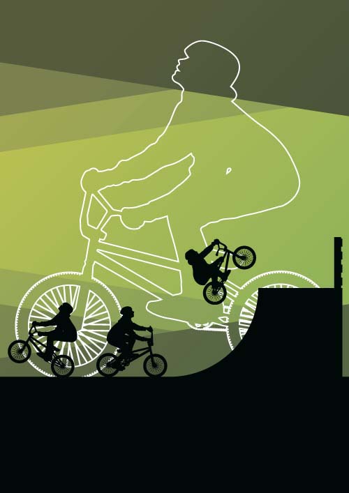 Set of extreme bikers vector silhouettes 10 Set of extreme bikers vector silhouettes 10