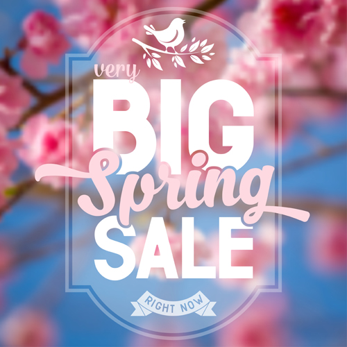 Spring flower blurred background vector set 04