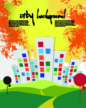 Urban landscape background vector 02
