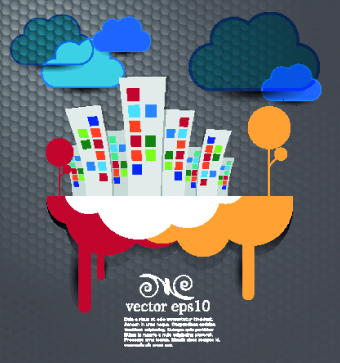 Urban landscape background vector 04