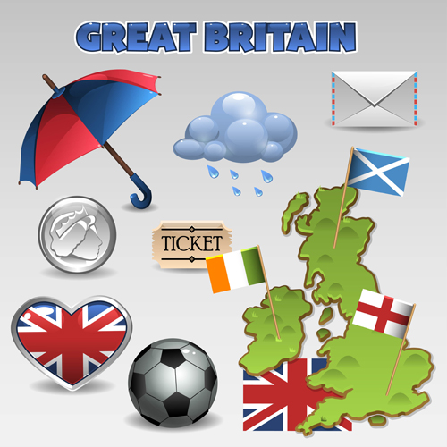 Vector great britain design elements set 04