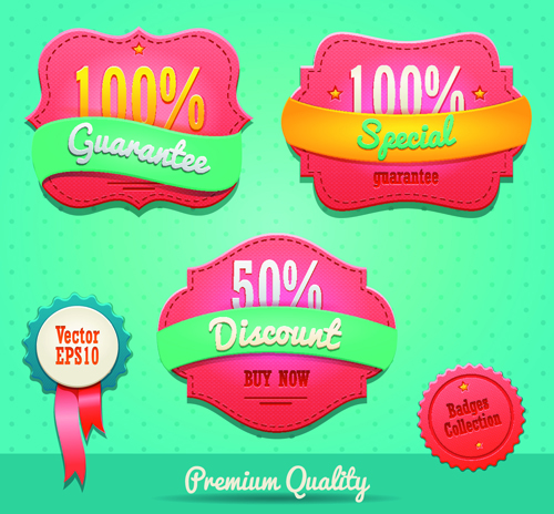 Vintage premium quality labels design vector 01