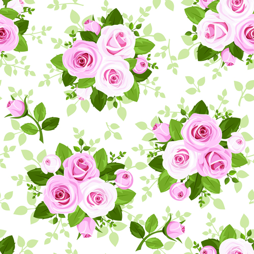 Vintage roses vector seamless pattern 01