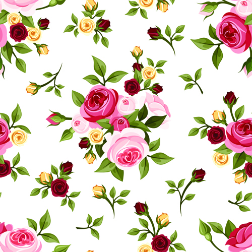 Vintage roses vector seamless pattern 03
