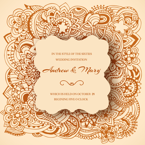 Wedding Invitation ornaments floral vector