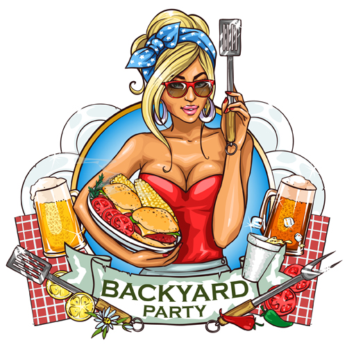 barbecue menu label creative vector 01