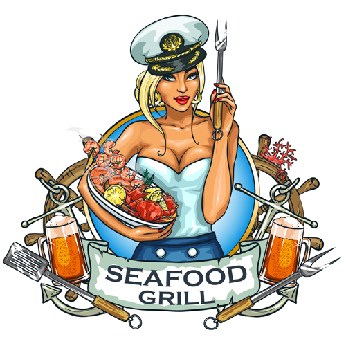barbecue menu label creative vector 02