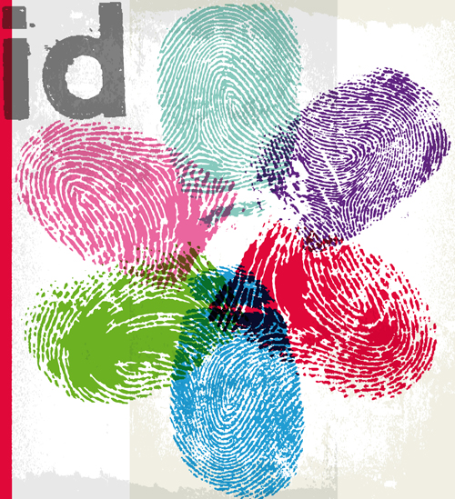 Colored Finger prints elements vector set 02