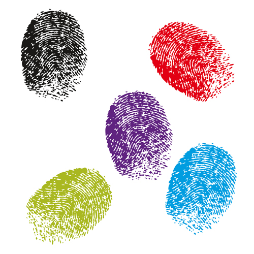 Colored Finger prints elements vector set 03