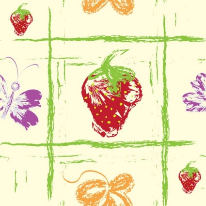 Hand drawn fruit with butterfly seamless pattern vector 05 Hand drawn fruit with butterfly seamless pattern vector 05
